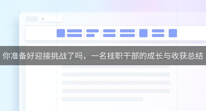 你准备好迎接挑战了吗，一名挂职干部的成长与收获总结